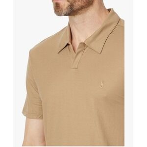John Varvatos Men's Leroy Polo Camel Short Sleeve Peace Sign Logo Neutral‎ Tan S